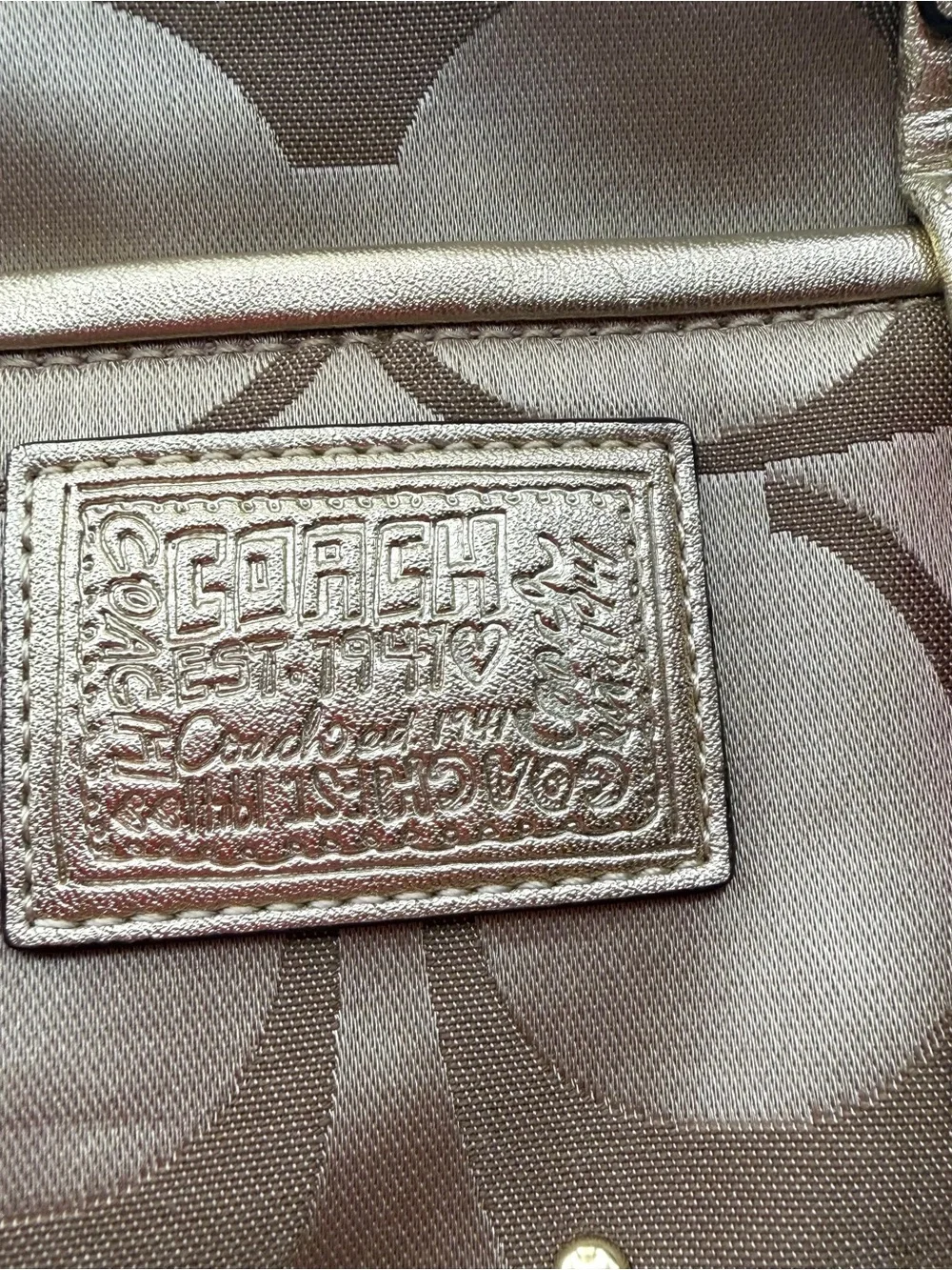 Coach Poppy Pop C Signature Glam Tote Bag Gold Glitter Y2K F21101